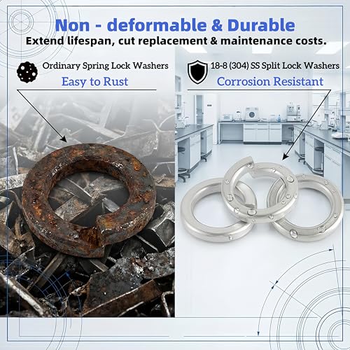 63 Pcs 7/16" Spring Lock Washers, 18-8(304) Stainless Steel, ASME B18.21.1 Compliant, Anti-Loosing Split Lock Washers for US Industrial Automotive Machinery High-Vibration Equipment 7/16" 63PCS US customary