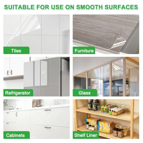 Shackcom Clear Contact Paper Roll Self-Adhesive Kitchen Backsplash Wall Protector 23.6in X 32.8ft - Used as Shelf Drawer Liner, Whiteboard, Wallpaper, Cat Dog Scratch Protector 23.6"W x 393"L
