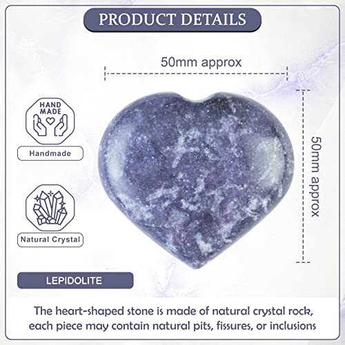 Crocon® 50 mm Lepidolite Heart Stones Big Shape Gemstone Set 450+ Carats Big Heart (Lepidolite)