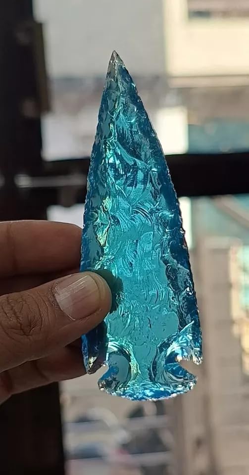 Aqua Obsidian Spearhead Large Arrowhead Crystal for Healing & Jewelry Size - 3 Inch