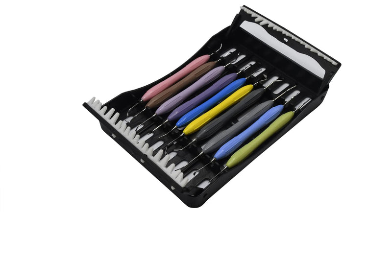 [Australia - AusPower] - Dental Composite Filling Instruments Silicone Handle Double Ended with Cassette 10 Pcs 
