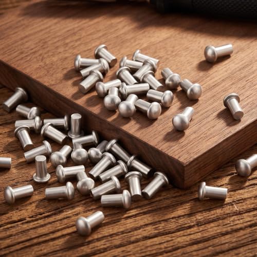 LEIFIDE solid aluminum brazier rivets, 1/4-inch diameter x 1/2-inch length, 200-pack