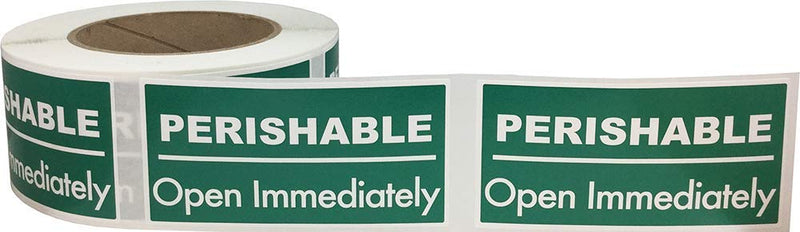 PERISHABLE Open Immediately Labels – 2 x 4 Inch Adhesive Stickers, 500 Total Labels Per Roll for Shipping, Cold Storage, Food Handling, and Inventory – Made in the USA