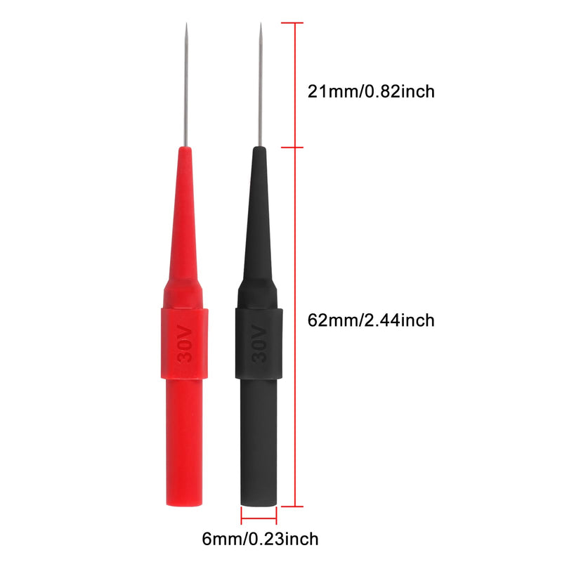 [Australia - AusPower] - 20pcs Test Back Probe Pin, 0.7mm Wire Piercing Probe Pin, Insulation Non-Destructive Stainless Steel Pin, Multimeter Probes Car Tester for 4mm Banana Socket 