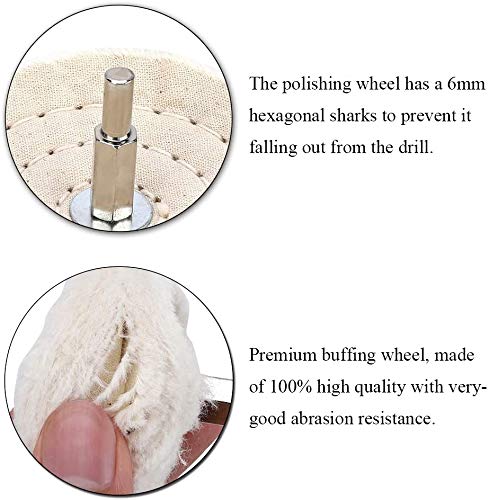Buffing Wheel for Drill - 8 Pcs Polishing Pad Buffing Wheel Kit White，Wheel Shaped Polishing Tool with 1/4 Handle for Metal 、 Plastic、Ceramic、Glass、Woods、Machine Jewelry etc