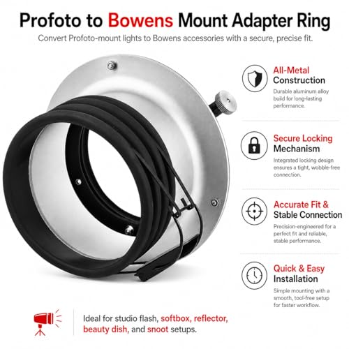 Bowens Mount Adapter Ring Compatible with Profoto Lights