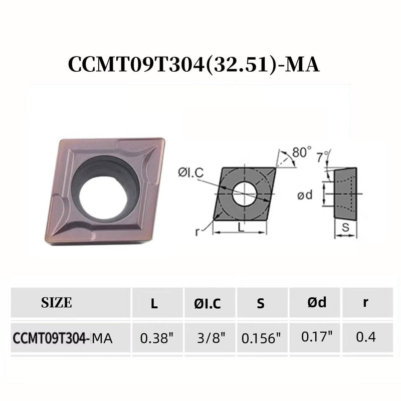 [Australia - AusPower] - 20pcs CCMT09T304/CCMT32.51 Carbide Turning Inserts,CCMT Insert Mutilayer Coated CNC Lathe Replacement Cutters Inserts for Lathe Turning Tool Holder Boring Bar 20pcs CCMT32.51 