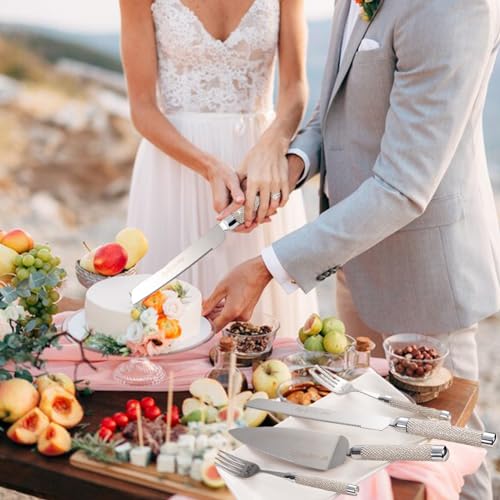 Wedding Cake Cutting Set, Cake Knife and Server Set Silver