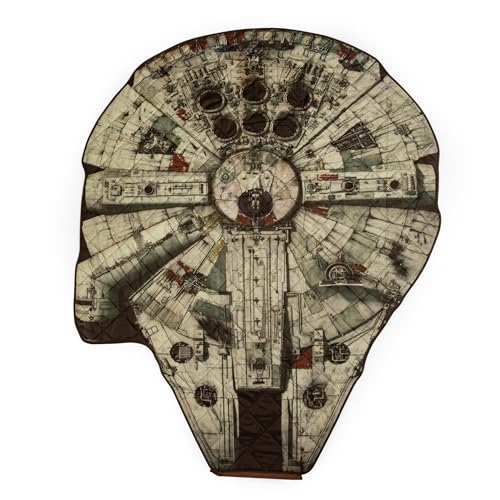 PICNIC TIME Star Wars Millennium Falcon Blanket in a Bag, (Brown with Millennium Falcon Design)