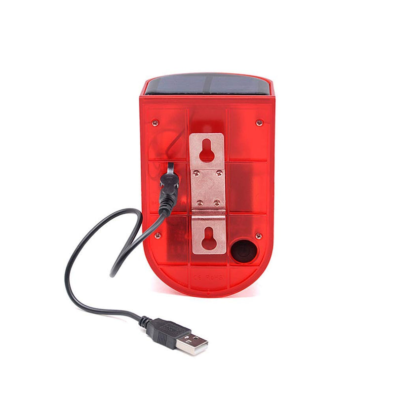 [Australia - AusPower] - Aolyty Solar Motion Sensor Detector Siren Sound Alarm LED Warning Strobe Flashing Red Light Security Outdoor Waterproof Device Keep Animal Away for Home Warehouse Farm (Red Lampshade) 