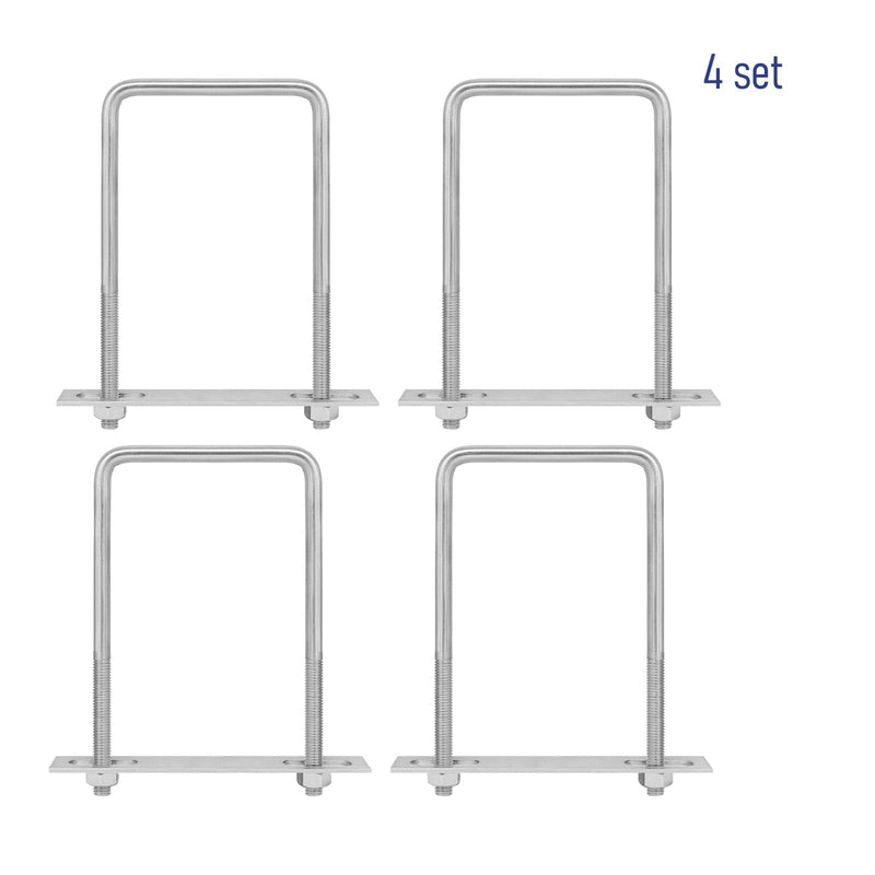 [Australia - AusPower] - 4 Sets 304 Stainless Steel Square U-Bolts 2.56"(65mm) Inner Width, 3.15"(80mm) Length Stainless with M6 Nuts, Frame Plate, Accessories for Automobiles Trailer, Boat Trailer Industrial Parts 65×80mm (W*L) 