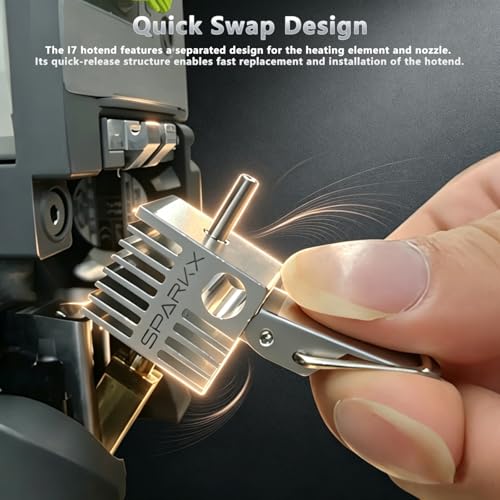 Creality Quick-Swap 0.2mm Hotend for i7, Nickel Plated Copper Alloy Heating Block Kit with 0.2mm Hardened Steel Nozzle Hot End Kit for SPARKX i7