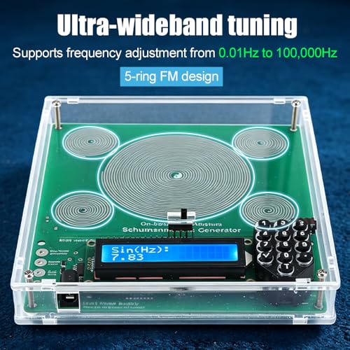 Schumann Resonance Generator, 1 Piece Frequency Generator 0.01 Hz - 100000 Hz with Various Waveforms, Pulse Rate Resonator for Deep Sleep and Concentration Green gold-plated, with case