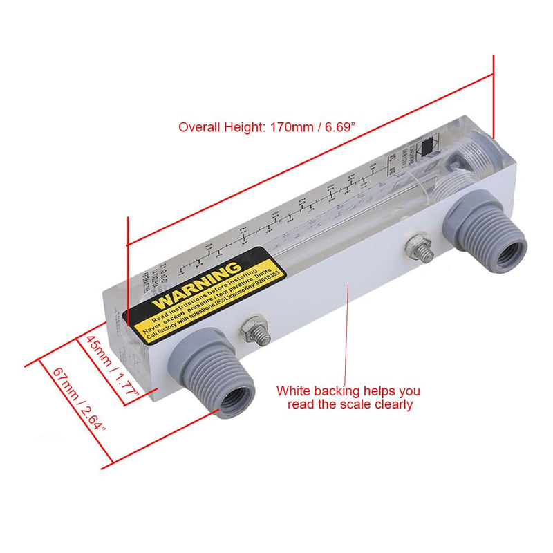 [Australia - AusPower] - CNBTR Panel-Mount Water Flowmeter, Liquids Flowmeter with Acrylic Plastic Rectangular Body (0.2~1GPM) 0.2~1GPM 