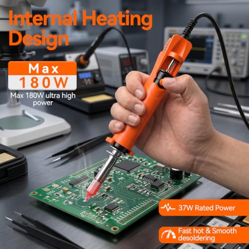 Preciva Desoldering Pump Solder Extractor Kit with 4 Desoldering Nozzles (1.0mm x 2+1.2mm x 2)