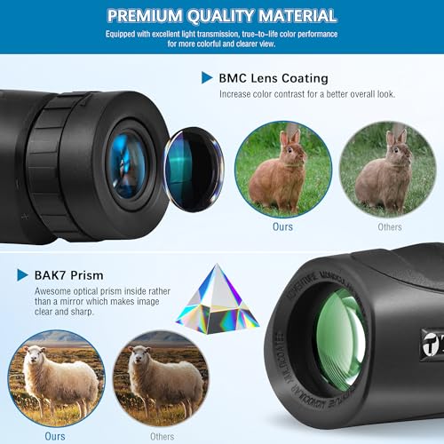 10x25 Waterproof Compact Monocular - Bundle with - Universal Cellphone Telescope Durable Adapter Mount