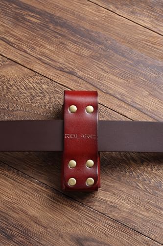 Rolarc brown full grain leather multitool sheath compatible with Leatherman Wave and Wave Plus, medium belt holster