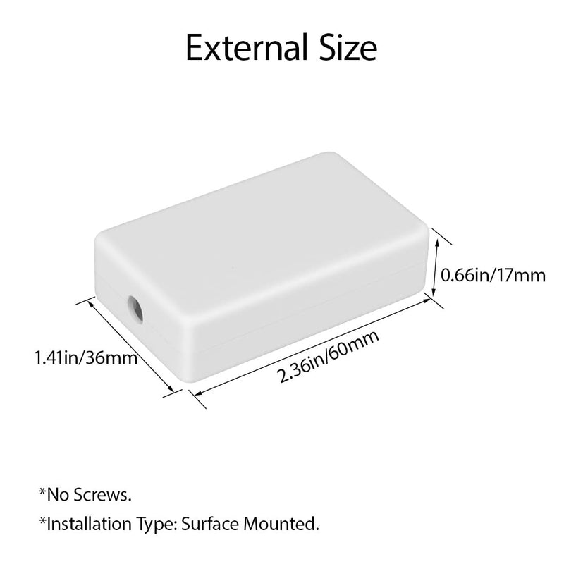 [Australia - AusPower] - LeMotech Project Box 5 Pieces ABS Plastic Electrical Project Case Small Junction Box for Electronics White 2.36 x 1.42 x 0.67 inch (60 x 36 x 17 mm) 2.36"x 1.42"x 0.67" 