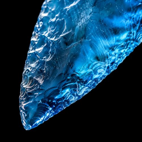 Large Arrowhead - Blue Aqua Obsidian Glass Veronica Arrowhead 6 Inch – Handmade Crystal Arrowhead for Spiritual Healing, Meditation, Reiki, Protection & Collector Display Gift