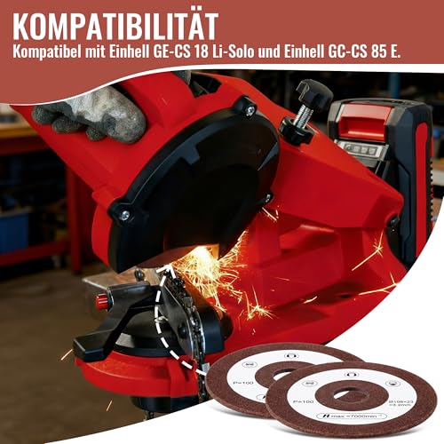 BBTO Pack of 2 Replacement Sanding Discs Compatible with Einhell | 108 mm diameter, 23 mm shank, P100 grit, saw chain sharpener grinding disc compatible with Einhell