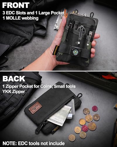 VIPERADE VE1 Pocket Organizer, EDC Pouch for Men, EDC Organizer Storage EDC Gears, Multitool Pocket Pouch Hold Your Flashlight/Pocket Knife, Pen, Notebook Green