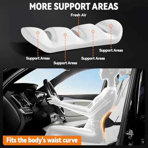 Gray Veitail lumbar support pillow for car seats, adjustable back cushion providing ergonomic comfort during drives.