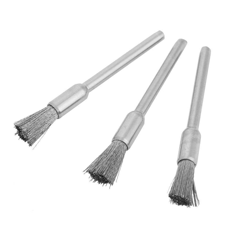 Steel Wire Brush 3 mm Diameter Shaft Mini Polishing Tool for Metal Wood Stone Surface Cleaning (15 Pieces (3 x 5 mm))) (3*5mm