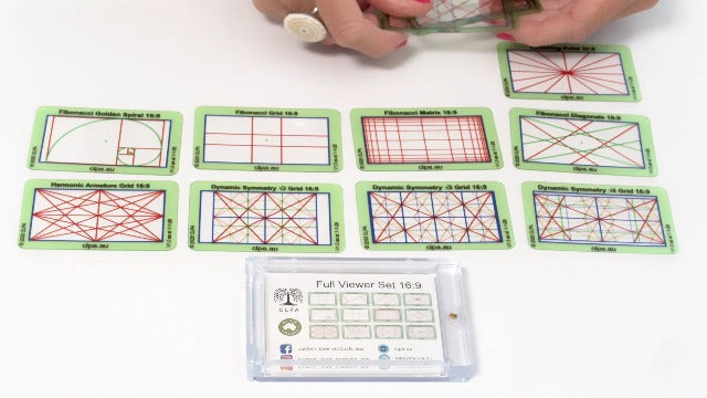 16:9 Directors Viewfinder Set, 12 Layouts, 12 Cards Set - Full 16:9 Only