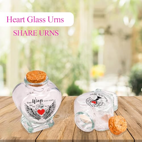 Glass Keepsake Bottles Set of 2, Tree of Life Memorial Holders Tree of Life, Angel wings