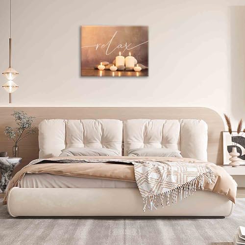 Zen Wall Art Zen Pictures Wall Decor Candles Relax Canvas Prints Meditation Spiritual Decorations Painting Framed Artwork Office Spa Yoga Home Decor For Bathroom Bedroom Dining Living Room 16''x12'' 16"L x 12"W