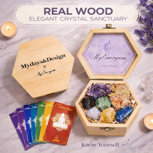 7 Chakra Healing Crystals Set with Guide Cards for Beginners