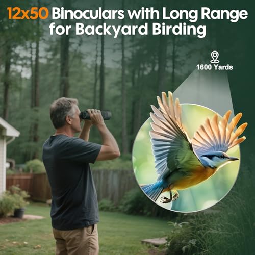 Occer 12x50 Binoculars for Adults High Powered for Bird Watching Hunting Tactical Edition-Black