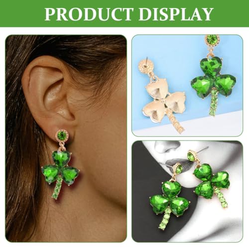 Shamrock Earrings for Women Alloy Rhinestone Festive Jewelry