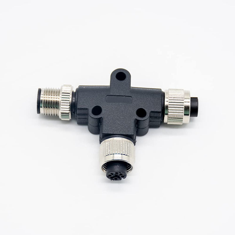 [Australia - AusPower] - M12 IP67 5 Pin Connector, M12 T Connector 5 Pin Male to Female A Code Unshiled Adapter Waterproof Field Assembly Wireable Connector Industrial Sensor Plug Adapter 
