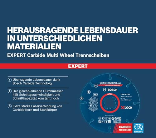 Bosch Professional Expert Carbide Multi Wheel X-Lock Cutting Discs (for Hardwood, Diameter 125 mm, Accessories Small Angle Grinder) 1 pcs