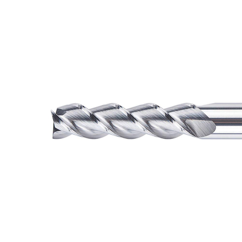SpeTool 3 Flute Carbide End Mill for Aluminum Cut Non-Ferrous Metal Upcut CNC Spiral Router Bit, 3/8In Shank, Extra Long 3.5 Inch