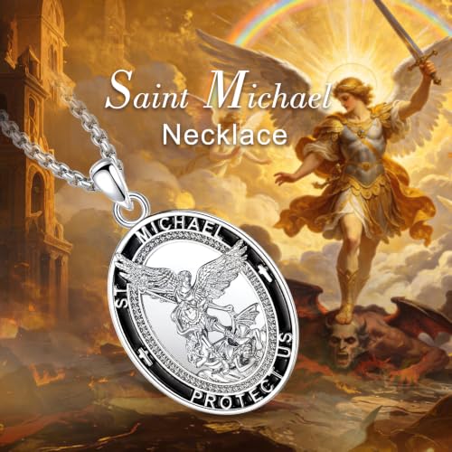AEONSLOVE Saints and Cross Pendant Necklaces for Men Women B01-Saint Michael