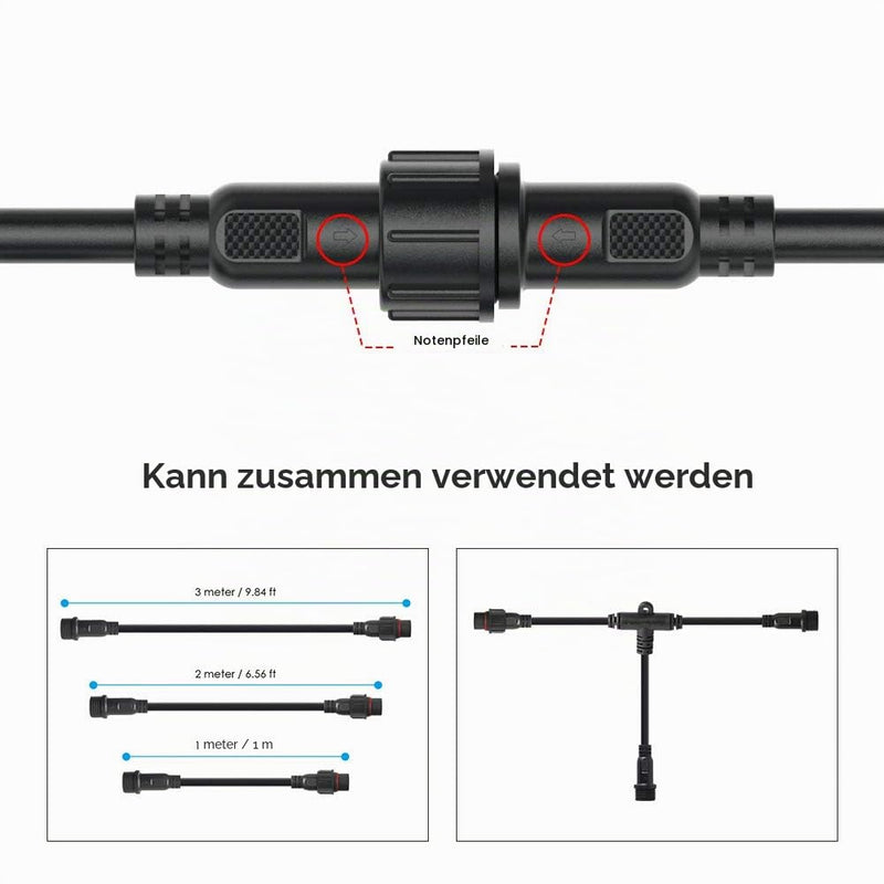 BTF-LIGHTING 5 Pin Waterproof Electrical Plug 24AWG IP65 | Male Socket 7.87in/20cm Extension Cable for Indoor/Outdoor LED Light Strips/String 15mm Nut Large Size 5 Pairs 5Pin Big