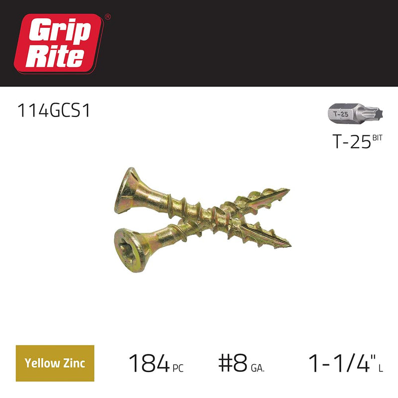 [Australia - AusPower] - PRIMESOURCE 114GCS1 1LB 8X1-1/4 CONST SCREW, 8 by 1-1/4", Gold 1lb Box #8 x 1-1/4" 