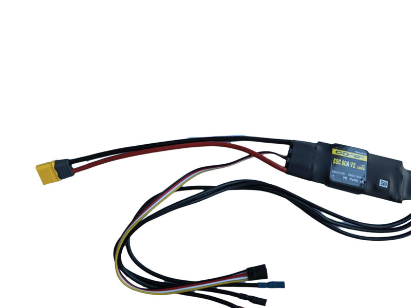 Powerfun 80A ESC 3S~6S LiPo Brushless Motor Speed Controller XT60 Connector BEC 5V 7A ESC for RC Plane Drone Car Airplane Overheat Protection ESC 80A(3~6S) SBEC 5V/7A