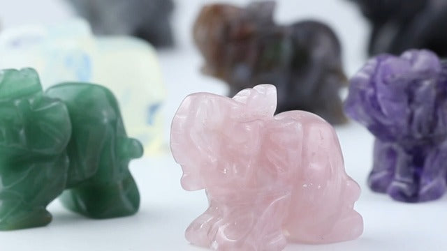 Opalite Crystal Elephant Pocket Guardian Figurine Elephant Statue 1.5 inch for Healing Reiki Spiritual Gift Cute Meditation Office Room Desk Decor Opalite