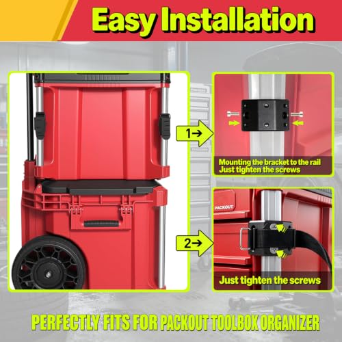 AIYULONG tool holder with straps for Milwaukee Packout toolbox, black tool holsters with adjustable fastening straps