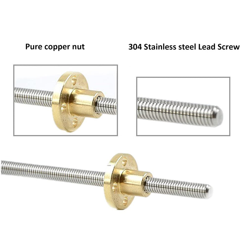 [Australia - AusPower] - T8 8mm Lead Screw 700mm/27.56" with Brass Nut for 3D Printer Machine Z axis (Picth of Screws: 2mm, Lead: 8mm) T8 - Pitch2 - Lead8 L: 27.56" / 700mm 