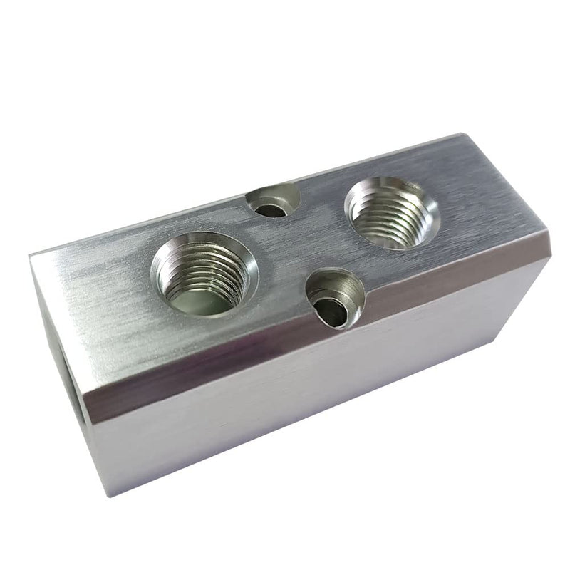 [Australia - AusPower] - Quality 2 Way 4 Port Air Manifold 1/2" NPT Supply Port 1/4" NPT Outport With Mounting Hole Aluminum Silver 1Pcs 