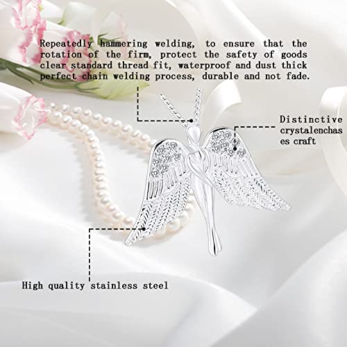 Guardian Angel Urn Necklace for Ashes - Stainless Steel Cremation Jewelry for Human Ashes, Hypoallergenic Memorial Keepsake Pendant with Adjustable Chain for Women & Men