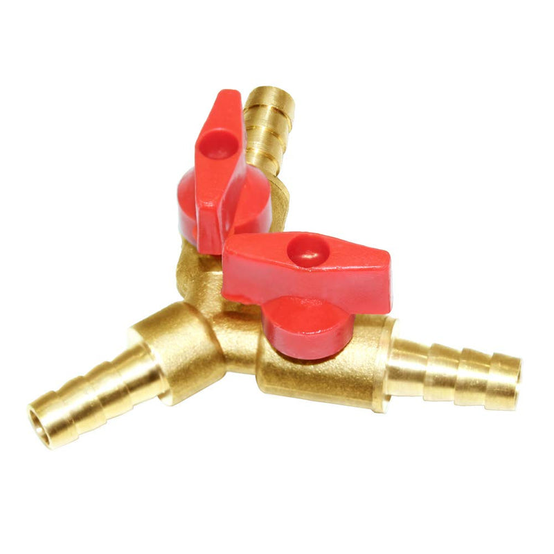 [Australia - AusPower] - Joywayus 3/8" ID Hose Barb, Y shaped Type 3 way Union Intersection/Split Brass Shut off Ball Valve Fitting AY3/8 