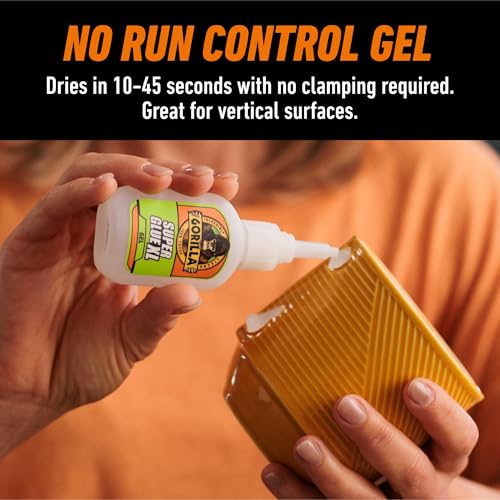 GORILLA Super Glue Gel XL clear 25g bottle with precision nozzle for fast-setting, no-drip bonding