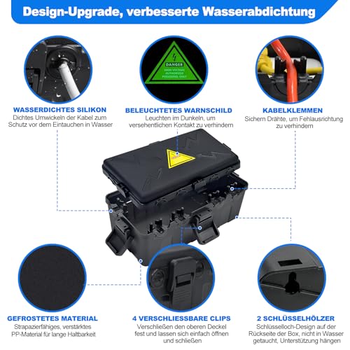 Outdoor Electric Box, IP54 Waterproof Outdoor Outlet Covers, Weatherproof Extension Cable Covers, Protect Socket, Socket, Timer, Plug, Holiday Light (27 x 14 x 11.5 cm), Black