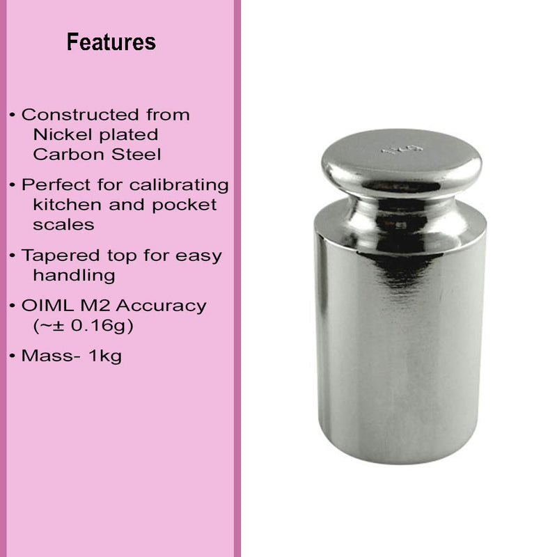 American Weigh Scales Calibration Weight for AWS Digital Scale, Chrome Plated, Carbon Steel, Chrome Finish, 1000G (1KGWGT) 1 KG