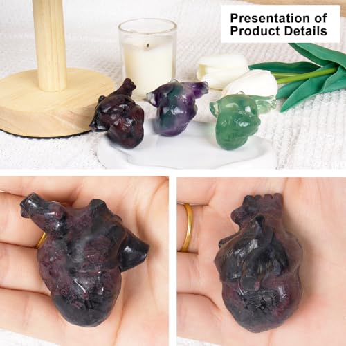 Garnet Heart Crystal Figurines, 2.1 Inch Crystal Heart Love Statue for Home Decor, Meditation and Stress Relief, Hand Carved Natural Healing Stone Cardiac Sculpture Spiritual Gift for Women Garnet Heart
